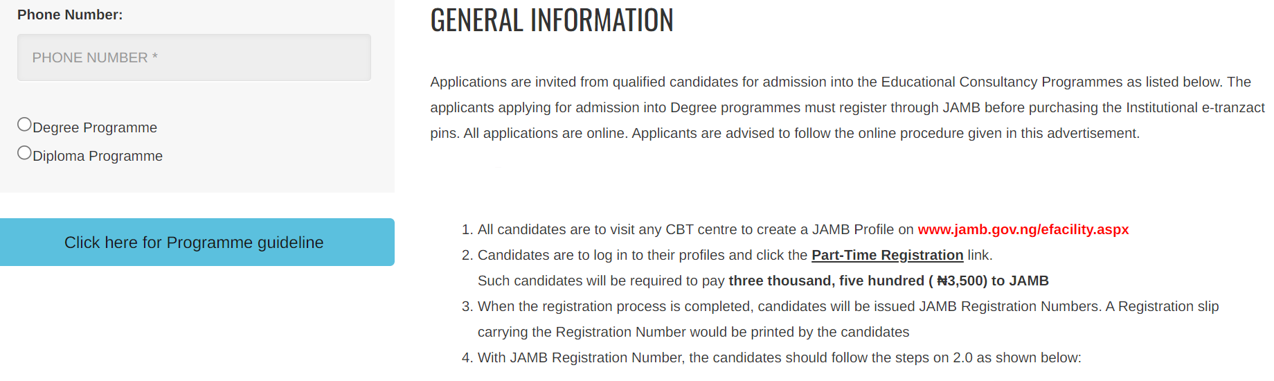 Admission without JAMB through Diploma Programmes 